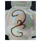 Mid Century Falkenstein Opalescent Glass Table Lamp With Ornate Bronze Base