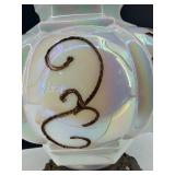 Mid Century Falkenstein Opalescent Glass Table Lamp With Ornate Bronze Base