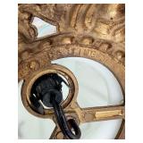 Mid Century Falkenstein Opalescent Glass Table Lamp With Ornate Bronze Base