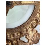 Mid Century Falkenstein Opalescent Glass Table Lamp With Ornate Bronze Base