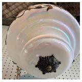 Ornate Vintage Pendant Swag Lamp with Iridescent Glass Shade