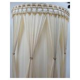 Pair of Vintage Brass & Crystal Table Lamps With Pleated Cream Shades