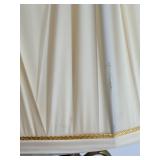 Pair of Vintage Brass & Crystal Table Lamps With Pleated Cream Shades