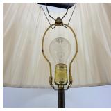 Pair of Vintage Brass & Crystal Table Lamps With Pleated Cream Shades