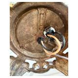 Pair of Vintage Brass & Crystal Table Lamps With Pleated Cream Shades