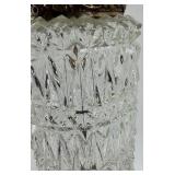 Pair of Vintage Brass & Crystal Table Lamps With Pleated Cream Shades