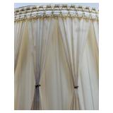 Pair of Vintage Brass & Crystal Table Lamps With Pleated Cream Shades