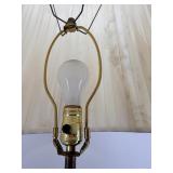 Pair of Vintage Brass & Crystal Table Lamps With Pleated Cream Shades