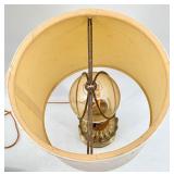 Vintage Robert Abbey - Brass Table Lamp with Ornate Embossed Green Man Base & Fabric Shade