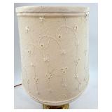 Vintage Robert Abbey - Brass Table Lamp with Ornate Embossed Green Man Base & Fabric Shade