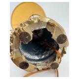 Vintage Robert Abbey - Brass Table Lamp with Ornate Embossed Green Man Base & Fabric Shade