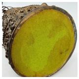 Antique Brass Table Lamp With Ornate Relief Figures & Filigree Base