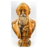 Bearded Onyx Bust & Signed FRANS - Classical Faux Marble Ceramic Sculpture