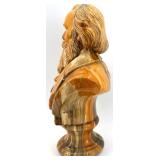 Bearded Onyx Bust & Signed FRANS - Classical Faux Marble Ceramic Sculpture