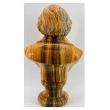 Bearded Onyx Bust & Signed FRANS - Classical Faux Marble Ceramic Sculpture