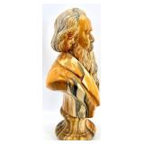 Bearded Onyx Bust & Signed FRANS - Classical Faux Marble Ceramic Sculpture