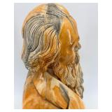 Bearded Onyx Bust & Signed FRANS - Classical Faux Marble Ceramic Sculpture