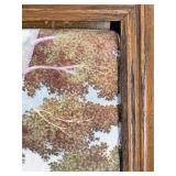 Birch Tree Landscape Dimensional Textile Art in Wood Frame
