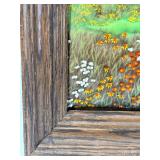 Birch Tree Landscape Dimensional Textile Art in Wood Frame