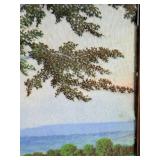 Birch Tree Landscape Dimensional Textile Art in Wood Frame