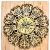 Syroco Ornate Gold Wall Clock with Radial Leaf Design