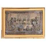 Last Supper Bronze Relief in Gilded Frame