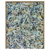 Framed Abstract Expressionist Painting Done in the in Ornate Gold Frame