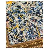 Framed Abstract Expressionist Painting Done in the in Ornate Gold Frame