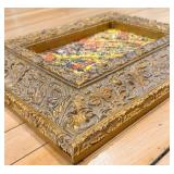Pollock-Style Abstract Drip Expressionist Painting in Ornate Gold Frame #1