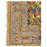 Pollock-Style Abstract Drip Expressionist Painting in Ornate Gold Frame #1