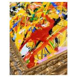 Pollock-Style Abstract Drip Expressionist Painting in Ornate Gold Frame #2