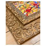 Pollock-Style Abstract Drip Expressionist Painting in Ornate Gold Frame #2