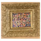 Pollock-Style Abstract Drip Expressionist Painting in Ornate Gold Frame #4