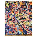 Pollock-Style Abstract Drip Expressionist Painting in Ornate Gold Frame #4