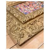 Pollock-Style Abstract Drip Expressionist Painting in Ornate Gold Frame #4