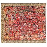 Pollock-Style Abstract Drip Expressionist Painting in Ornate Gold Frame #5