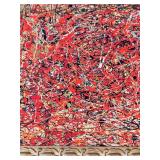 Pollock-Style Abstract Drip Expressionist Painting in Ornate Gold Frame #5