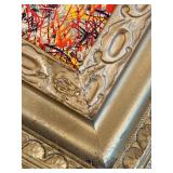 Pollock-Style Abstract Drip Expressionist Painting in Ornate Gold Frame #5