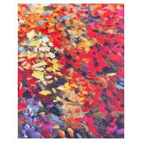 Vibrant Abstract Floral Painting in Ornate Gold Frame