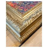 Vibrant Abstract Floral Painting in Ornate Gold Frame