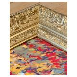 Vibrant Abstract Floral Painting in Ornate Gold Frame