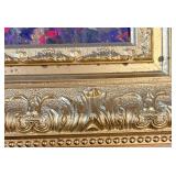 Vibrant Abstract Floral Painting in Ornate Gold Frame