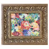 Framed Abstract "Pointillist" Reproduction Artwork in Ornate Gold Frame