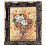 Framed Floral Bouquet Still Life in Ornate Carved Frame