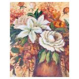 Framed Floral Bouquet Still Life in Ornate Carved Frame