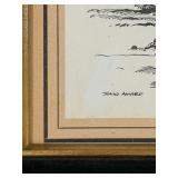 Julio Amaro Framed Maritime Print of Fishermen on Beach in Ornate Hardwood Frame