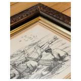 Julio Amaro Framed Maritime Print of Fishermen on Beach in Ornate Hardwood Frame