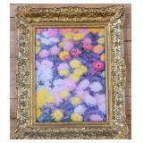 Claude Monet "Chrysanthemums" Reproduction Painting on Canvas & Ornate Gilt Frame