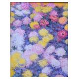 Claude Monet "Chrysanthemums" Reproduction Painting on Canvas & Ornate Gilt Frame