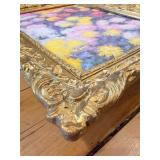 Claude Monet "Chrysanthemums" Reproduction Painting on Canvas & Ornate Gilt Frame